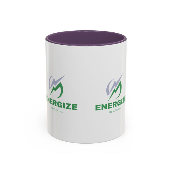 Energize Logo Accent Coffee Mug — Branded 11/15oz Black-Trim Ceramic