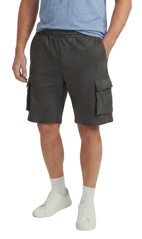 Men's Fleece Cargo Shorts – Elastic Waist Multi-Pocket Sweat Shorts