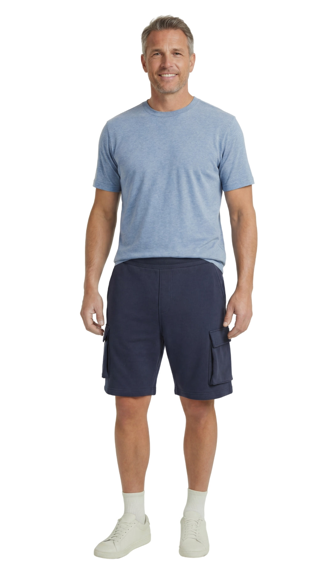 Men's Fleece Cargo Shorts – Elastic Waist Multi-Pocket Sweat Shorts