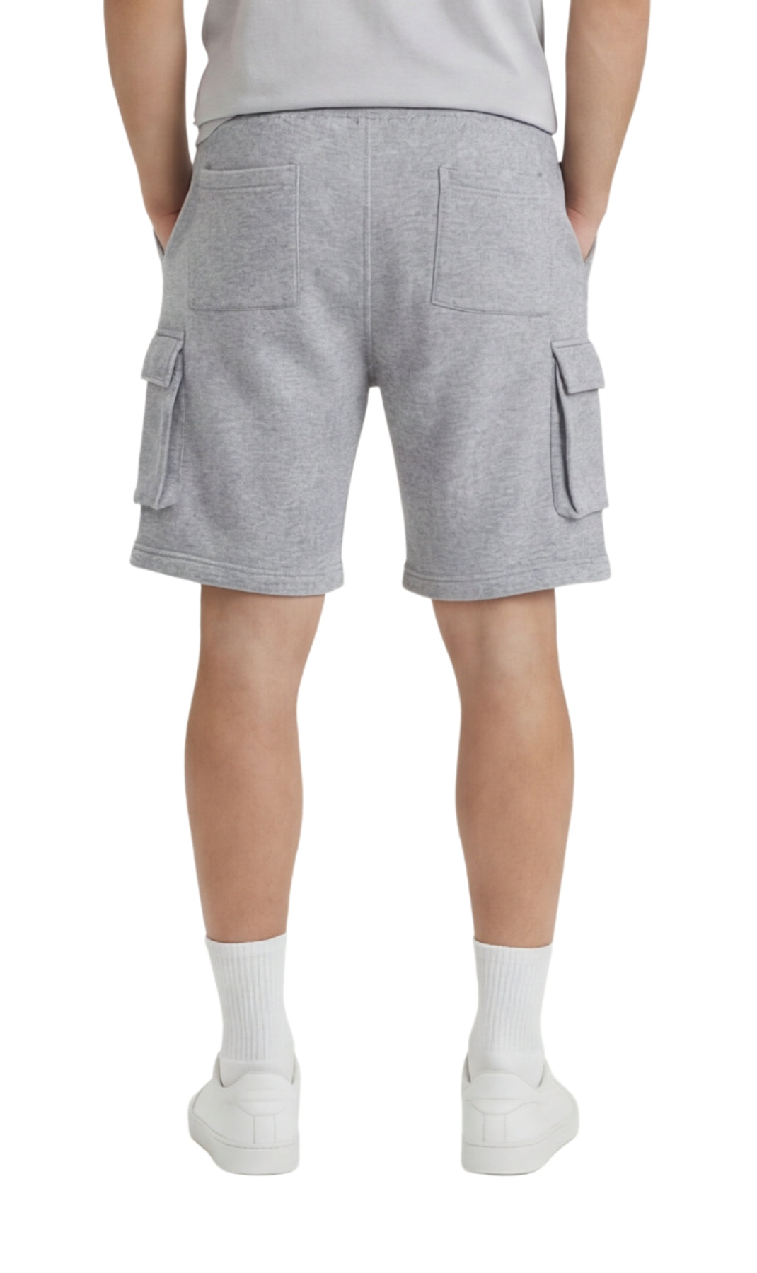 Men's Fleece Cargo Shorts – Elastic Waist Multi-Pocket Sweat Shorts