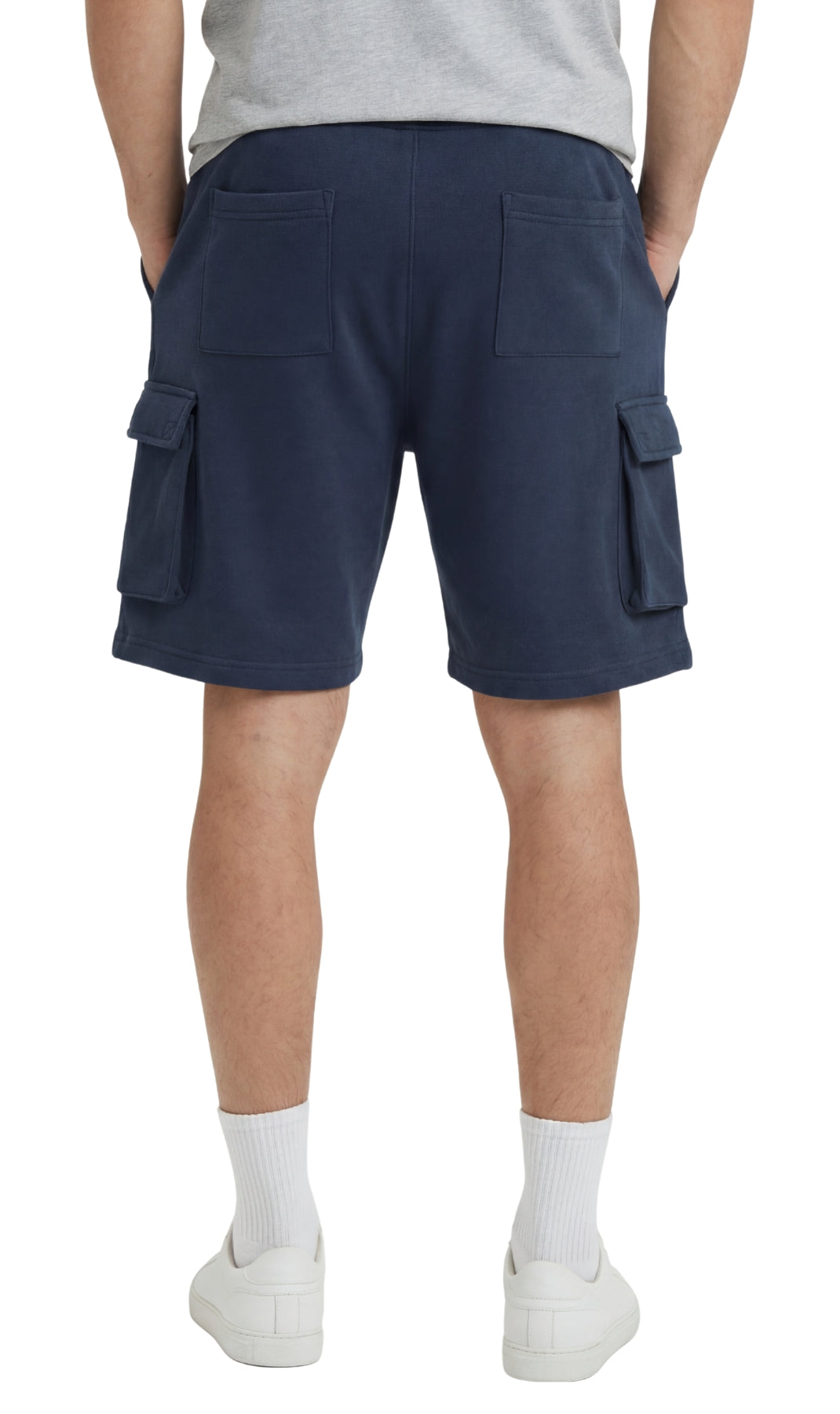 Men's Fleece Cargo Shorts – Elastic Waist Multi-Pocket Sweat Shorts