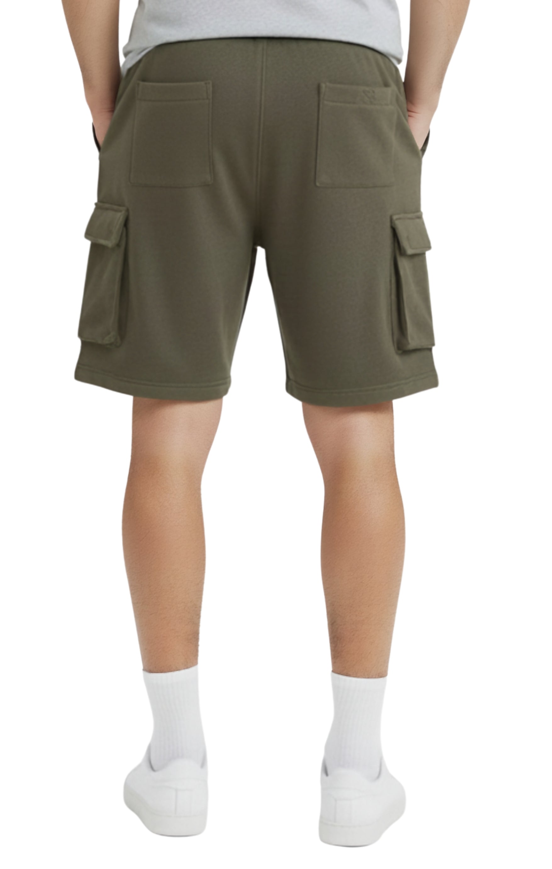 Men's Fleece Cargo Shorts – Elastic Waist Multi-Pocket Sweat Shorts