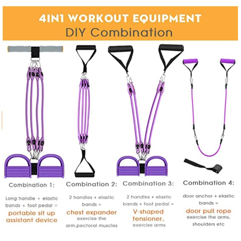 Multifunction Fitness Pedal Exerciser – Elastic Pull Rope Home Workout Equipment