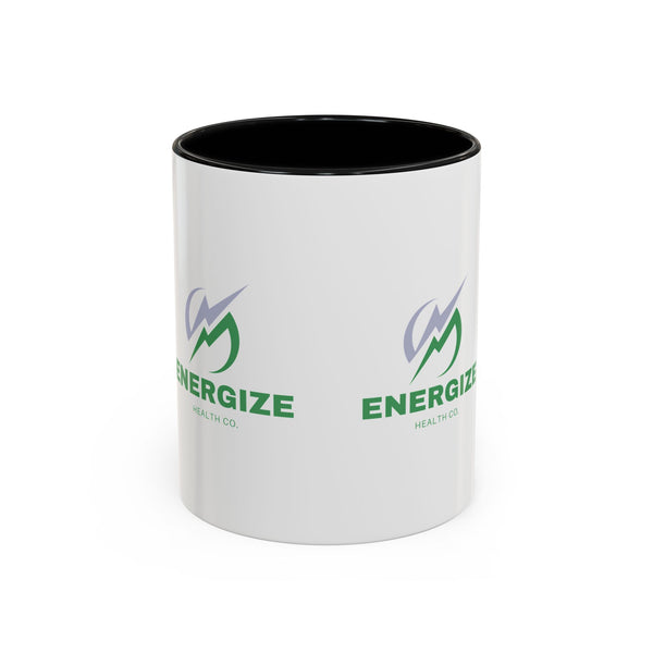 Energize Logo Accent Coffee Mug — Branded 11/15oz Black-Trim Ceramic