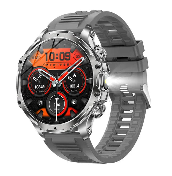 AK75 Smart Watch – Outdoor Fitness Tracker with Flashlight & Bluetooth Calling
