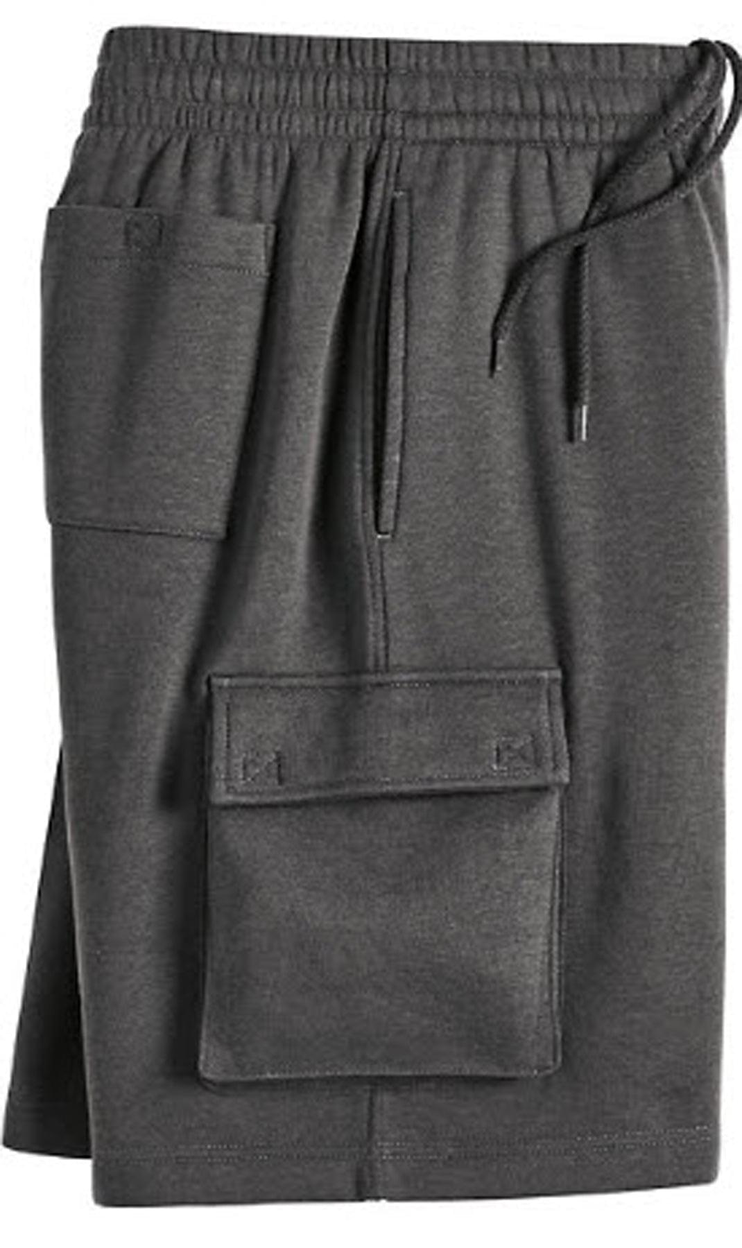 Men's Fleece Cargo Shorts – Elastic Waist Multi-Pocket Sweat Shorts