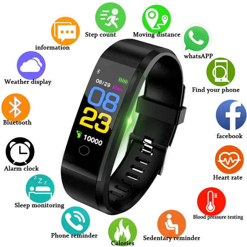 Smart Fitness Bracelet – Heart Rate & Sleep Tracker with Bluetooth Notifications