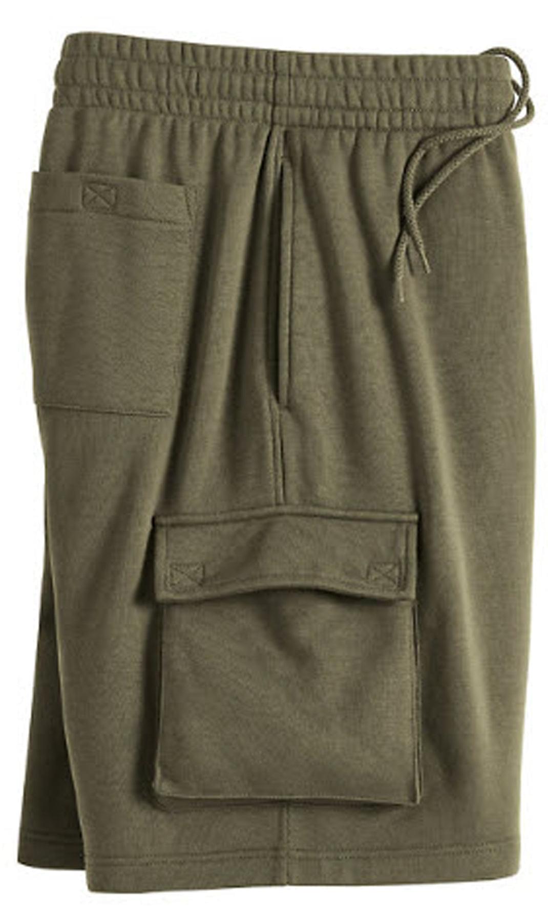 Men's Fleece Cargo Shorts – Elastic Waist Multi-Pocket Sweat Shorts