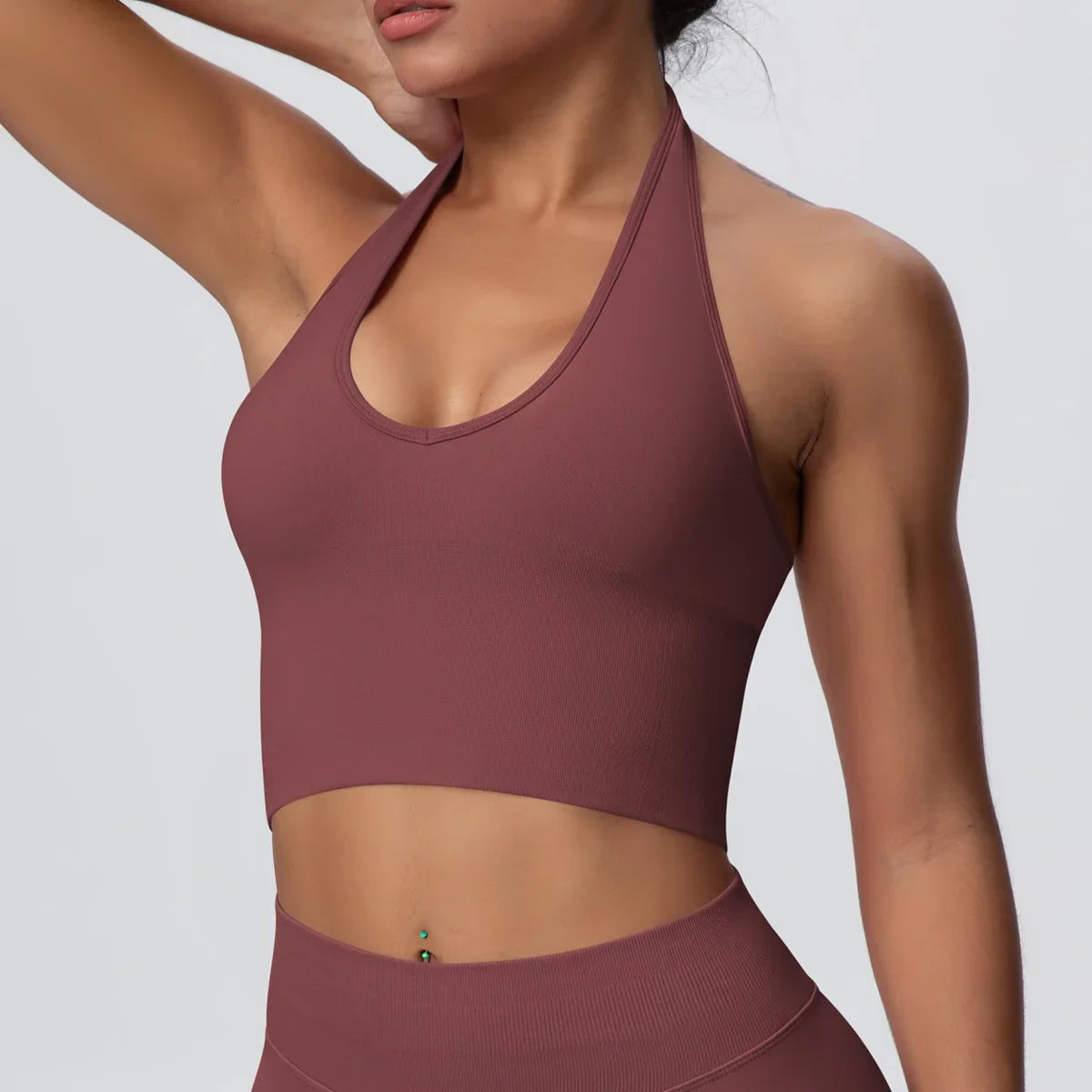 Women's Halter Neck Gym Top – Backless Running & Yoga Activewear