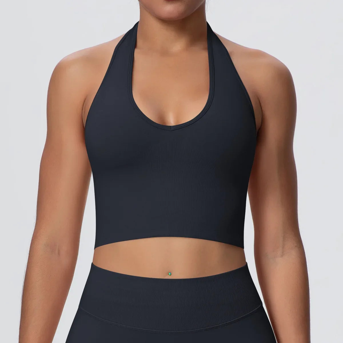 Women's Halter Neck Gym Top – Backless Running & Yoga Activewear