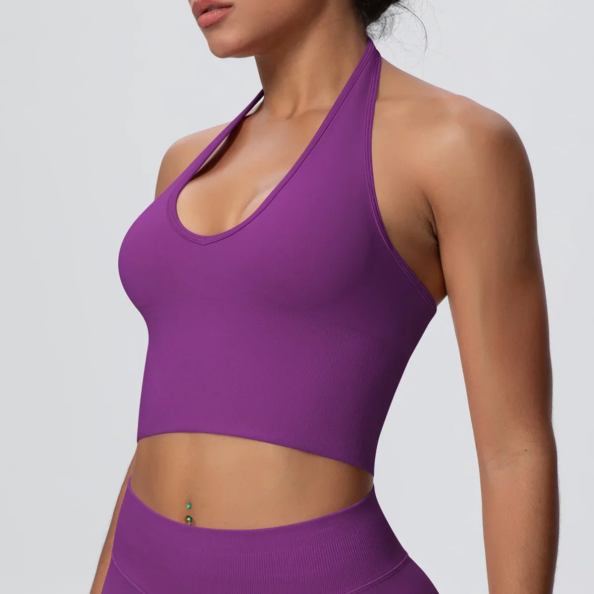 Women's Halter Neck Gym Top – Backless Running & Yoga Activewear