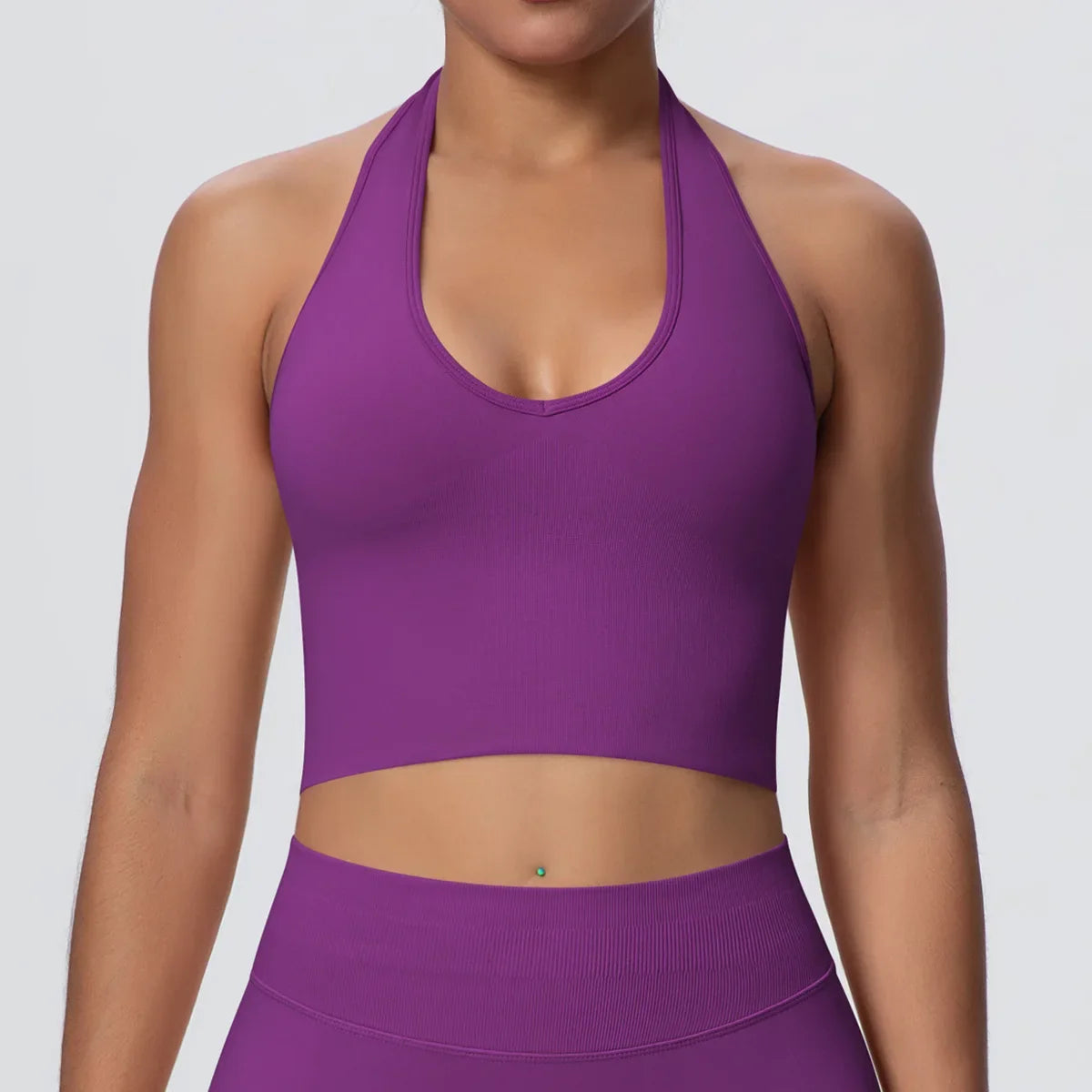 Women's Halter Neck Gym Top – Backless Running & Yoga Activewear