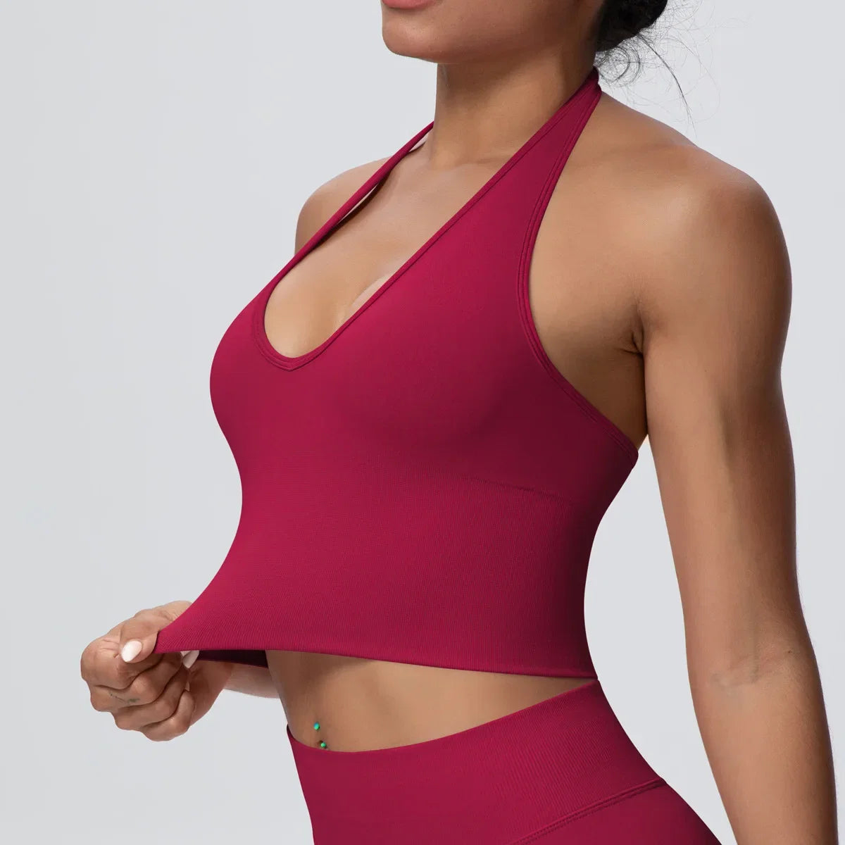 Women's Halter Neck Gym Top – Backless Running & Yoga Activewear