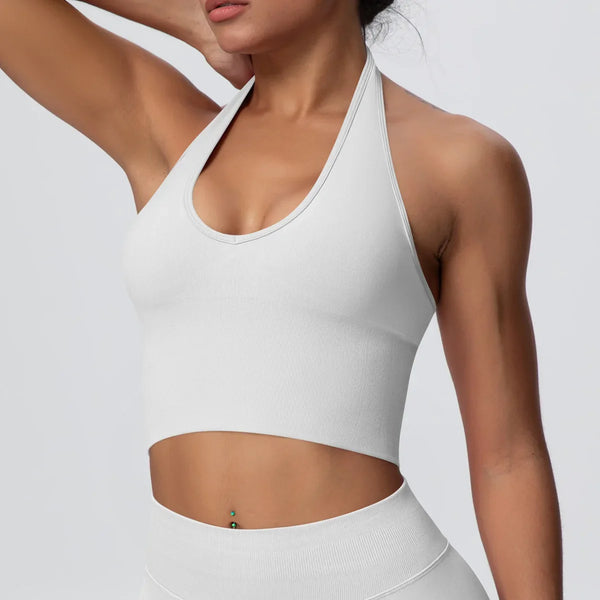Women's Halter Neck Gym Top – Backless Running & Yoga Activewear