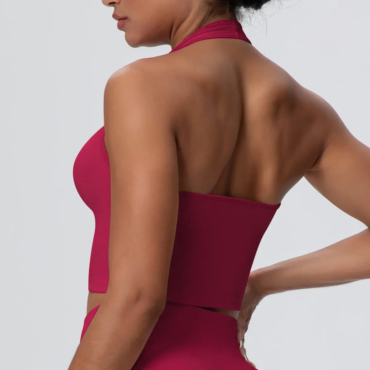 Women's Halter Neck Gym Top – Backless Running & Yoga Activewear