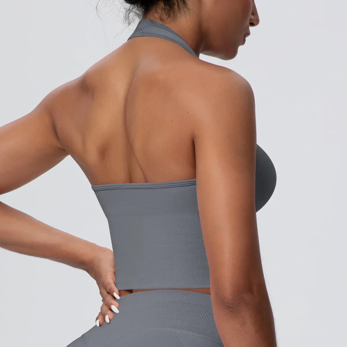 Women's Halter Neck Gym Top – Backless Running & Yoga Activewear