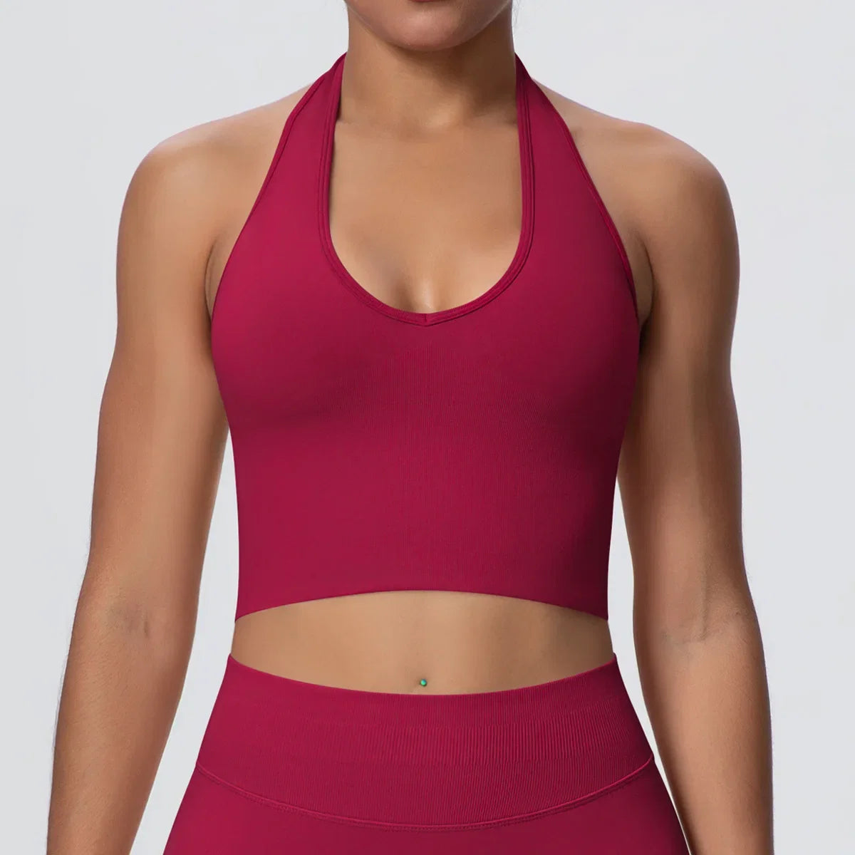 Women's Halter Neck Gym Top – Backless Running & Yoga Activewear