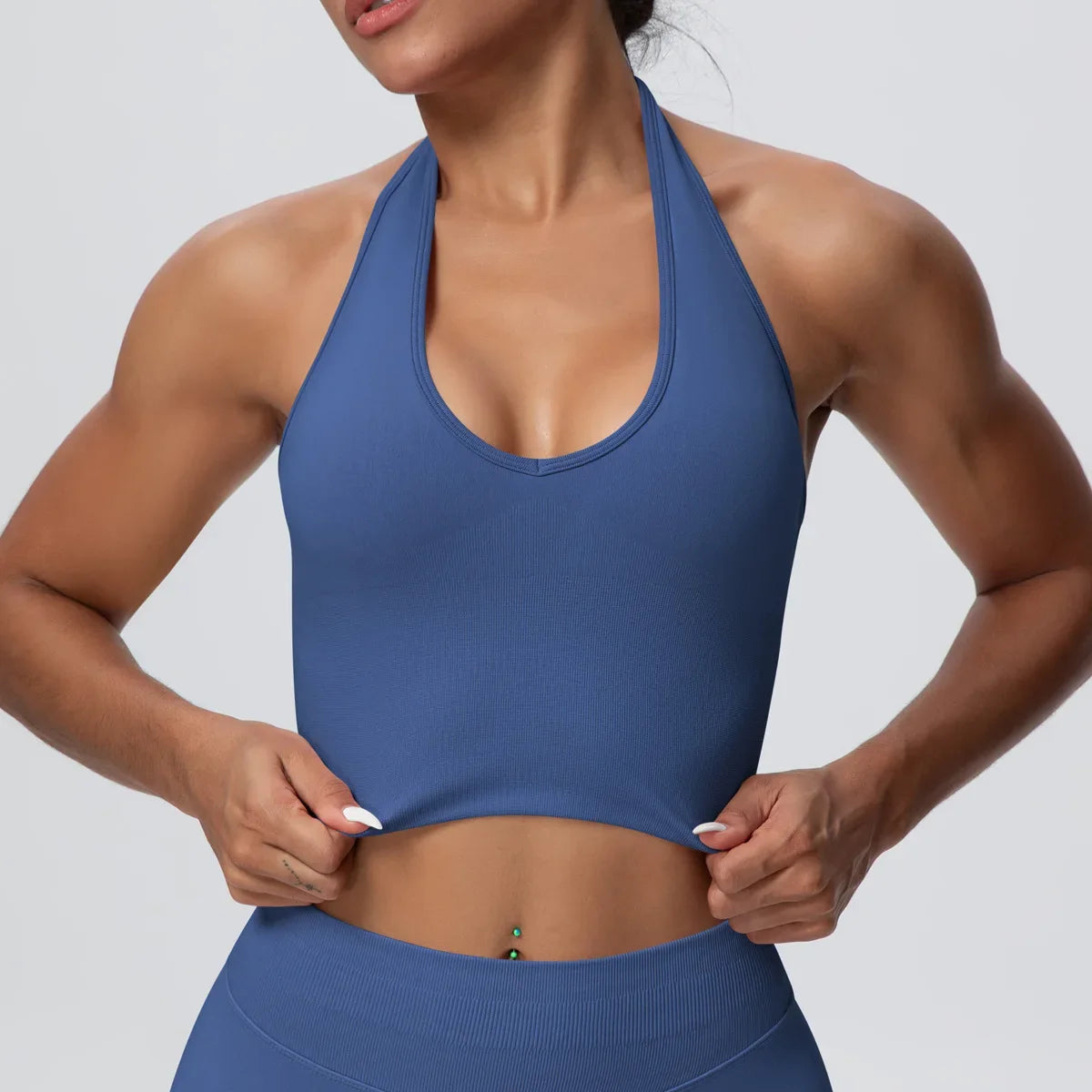 Women's Halter Neck Gym Top – Backless Running & Yoga Activewear