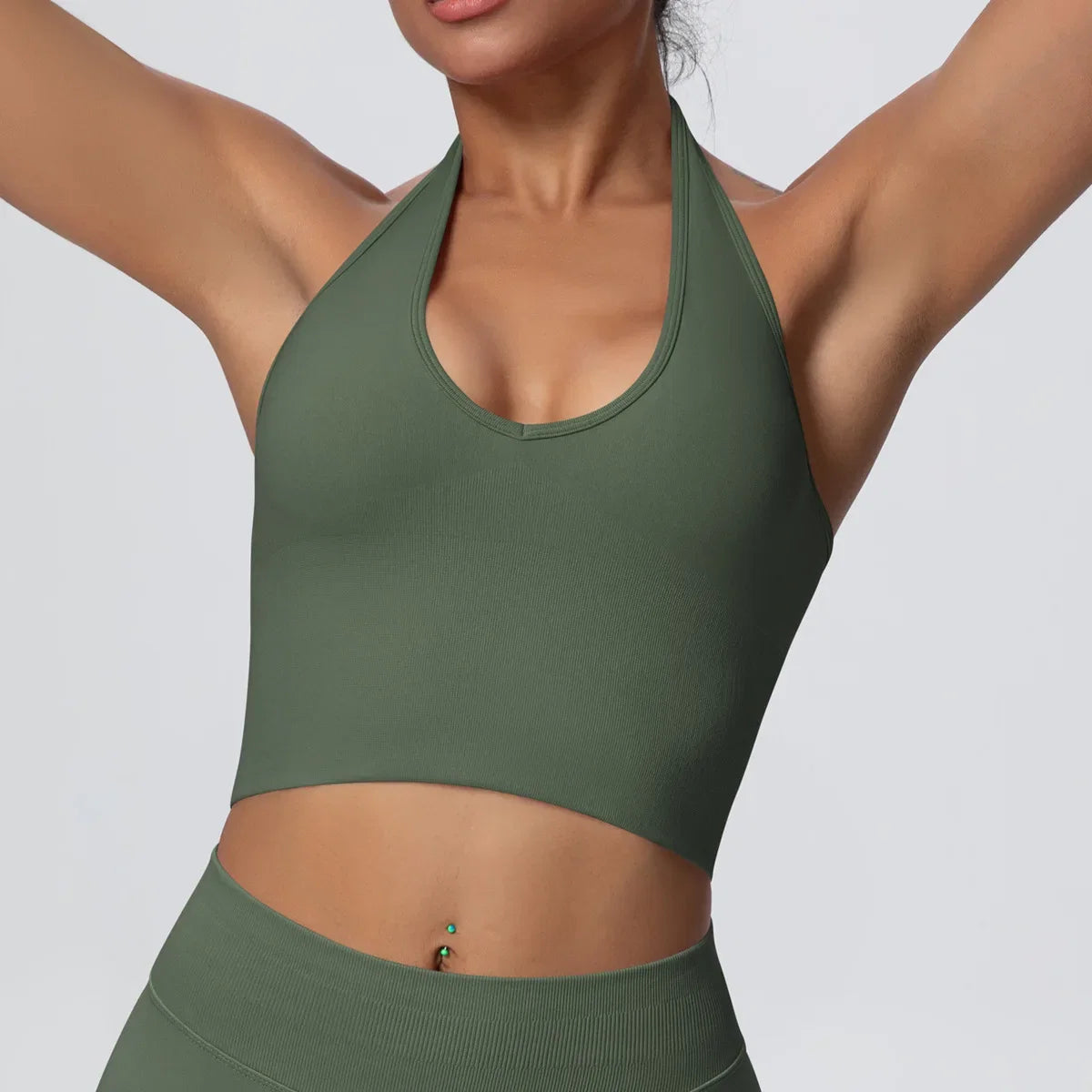 Women's Halter Neck Gym Top – Backless Running & Yoga Activewear