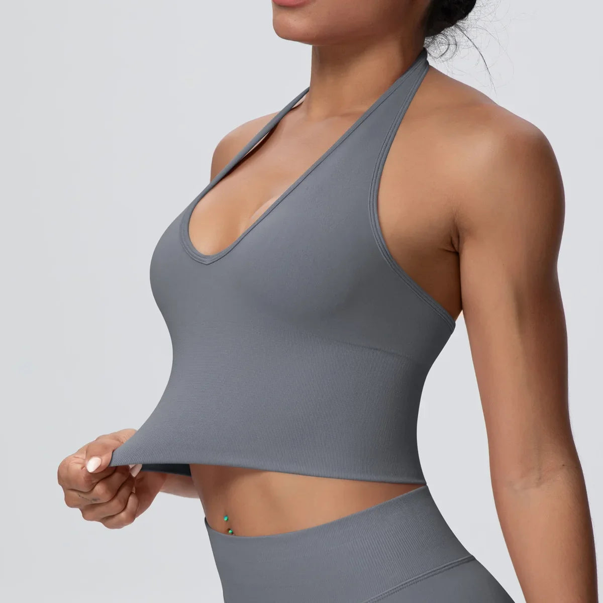 Women's Halter Neck Gym Top – Backless Running & Yoga Activewear