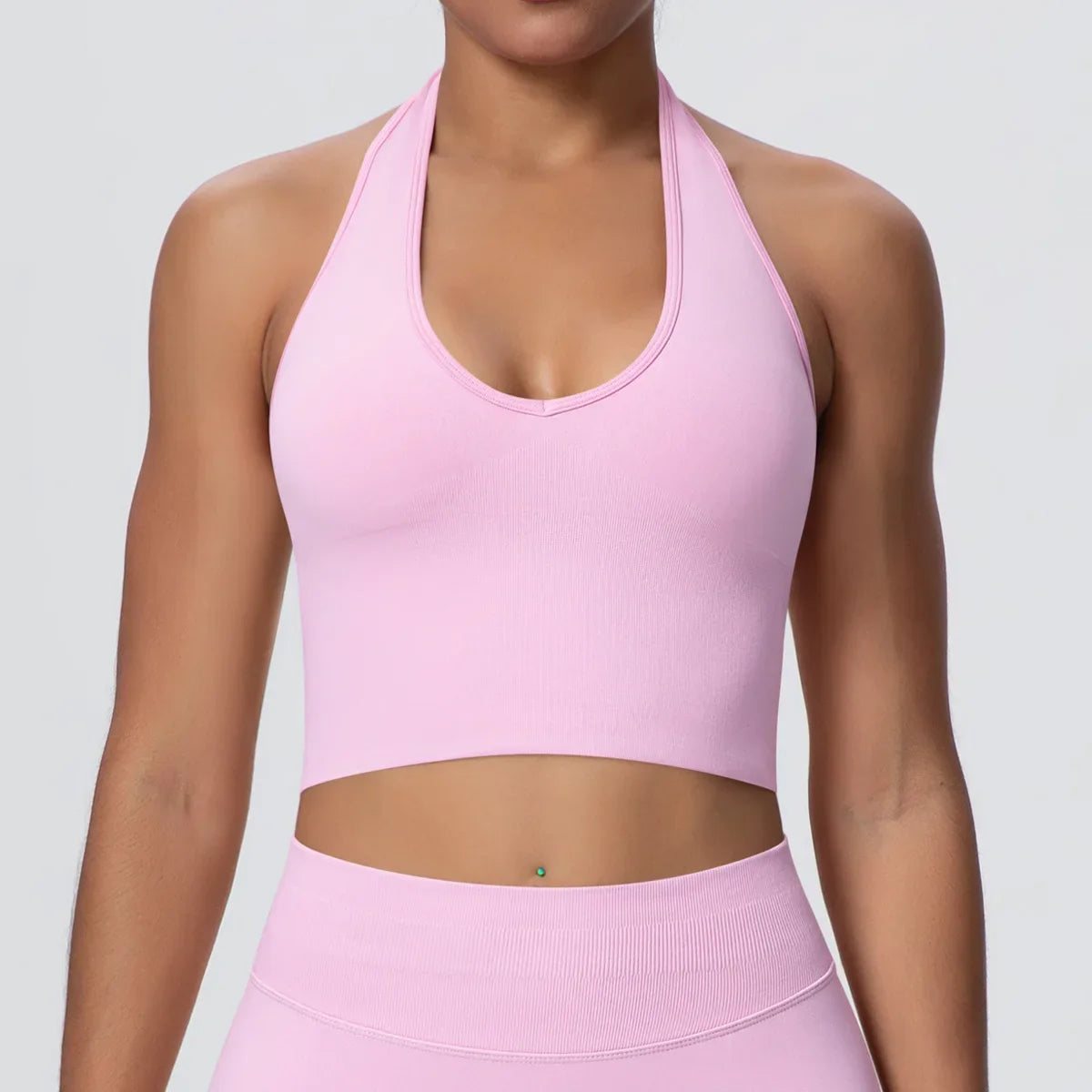 Women's Halter Neck Gym Top – Backless Running & Yoga Activewear