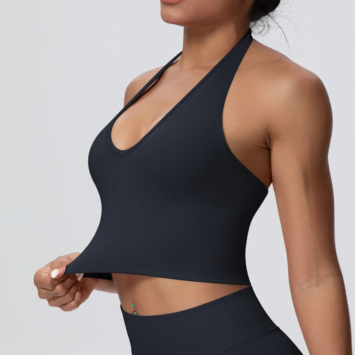 Women's Halter Neck Gym Top – Backless Running & Yoga Activewear