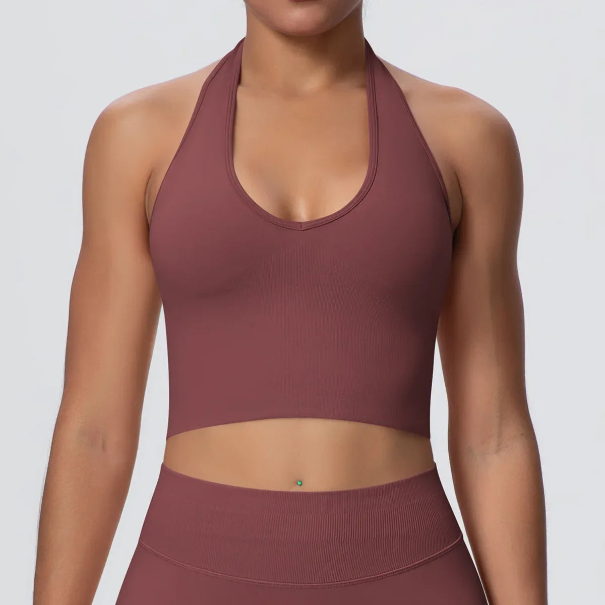 Women's Halter Neck Gym Top – Backless Running & Yoga Activewear