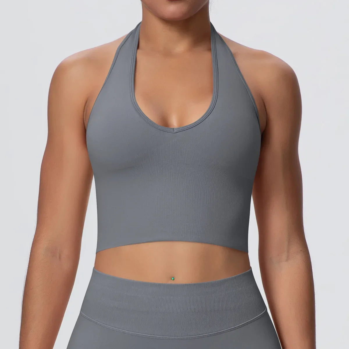 Women's Halter Neck Gym Top – Backless Running & Yoga Activewear