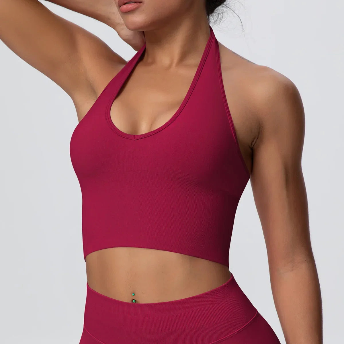 Women's Halter Neck Gym Top – Backless Running & Yoga Activewear