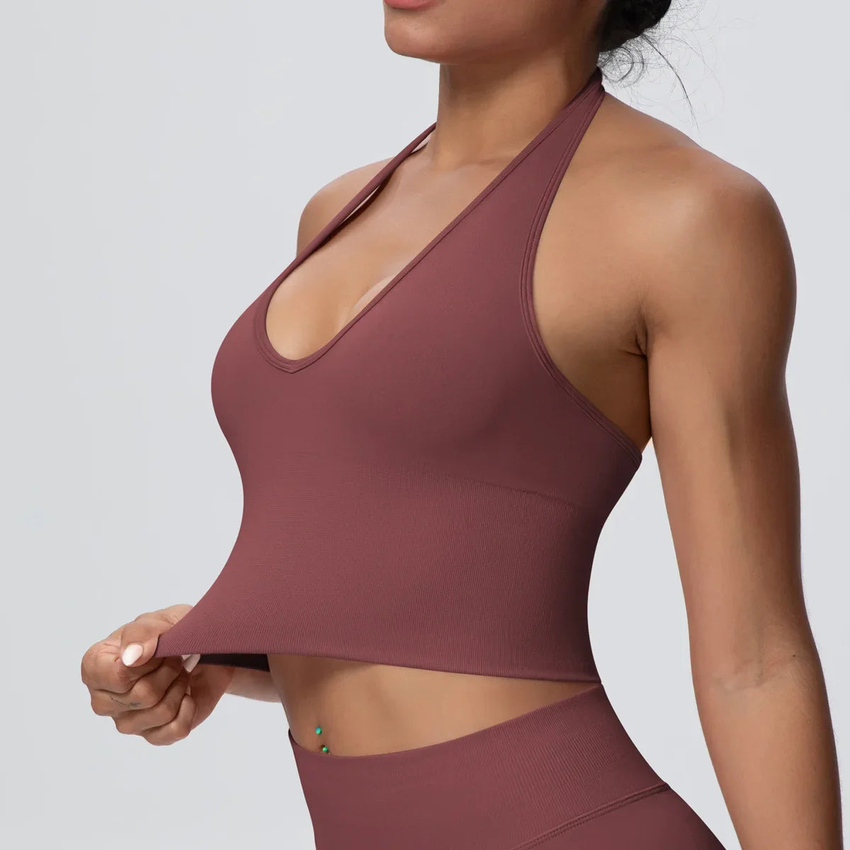 Women's Halter Neck Gym Top – Backless Running & Yoga Activewear