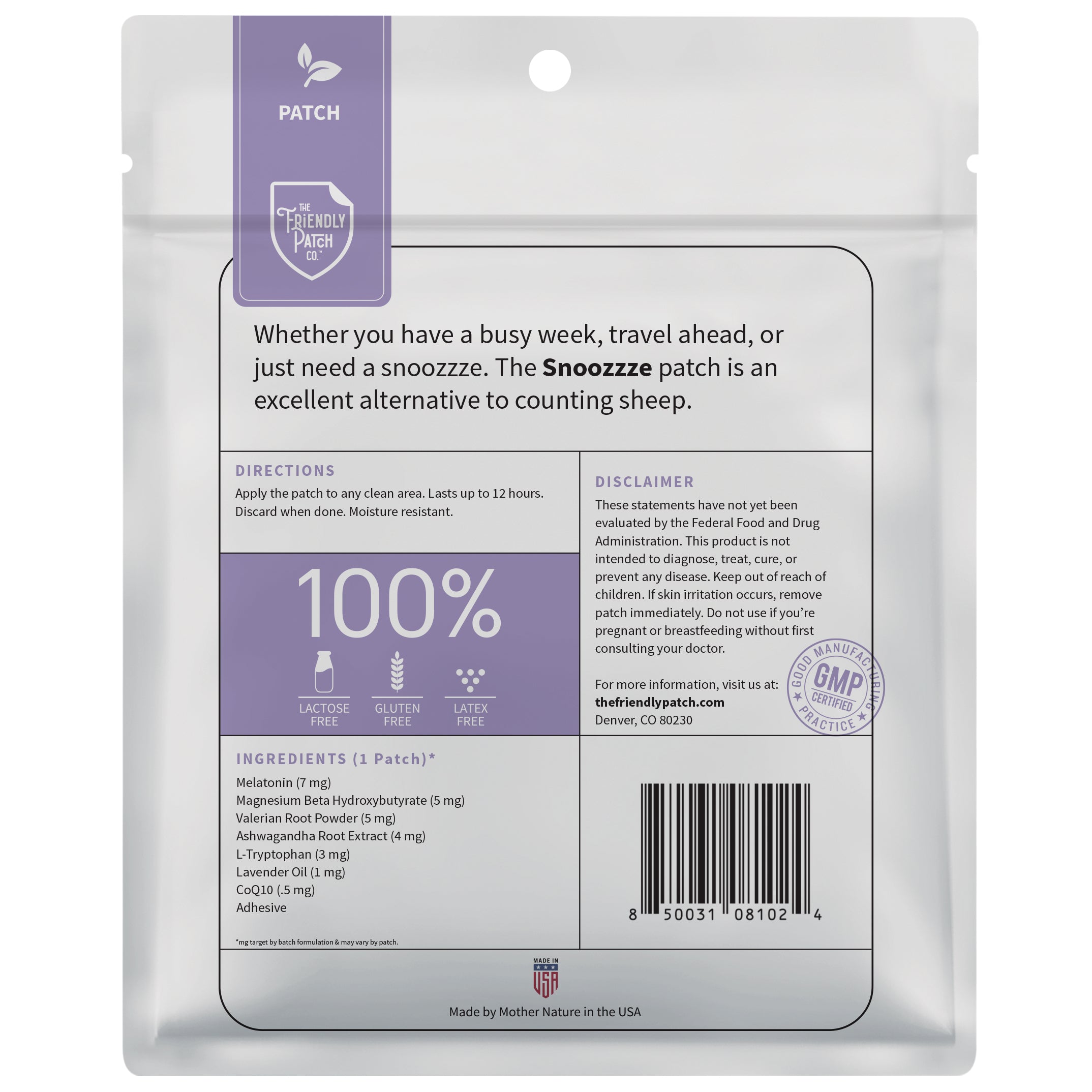 Snooze Sleep Patches – Melatonin, Ashwagandha & Magnesium | 28 Patches