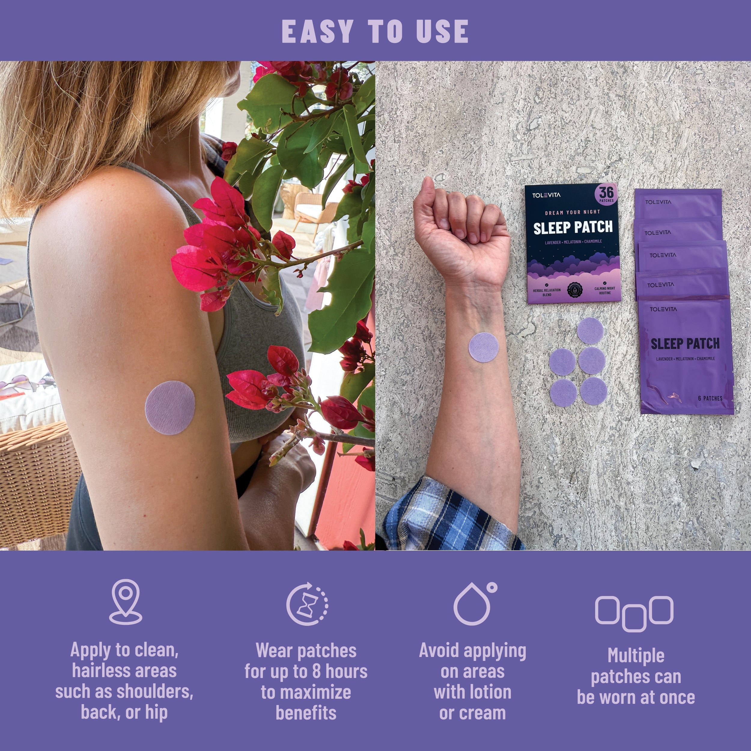 Natural Sleep Patches with Melatonin Lavender and Herbal Relaxation Support