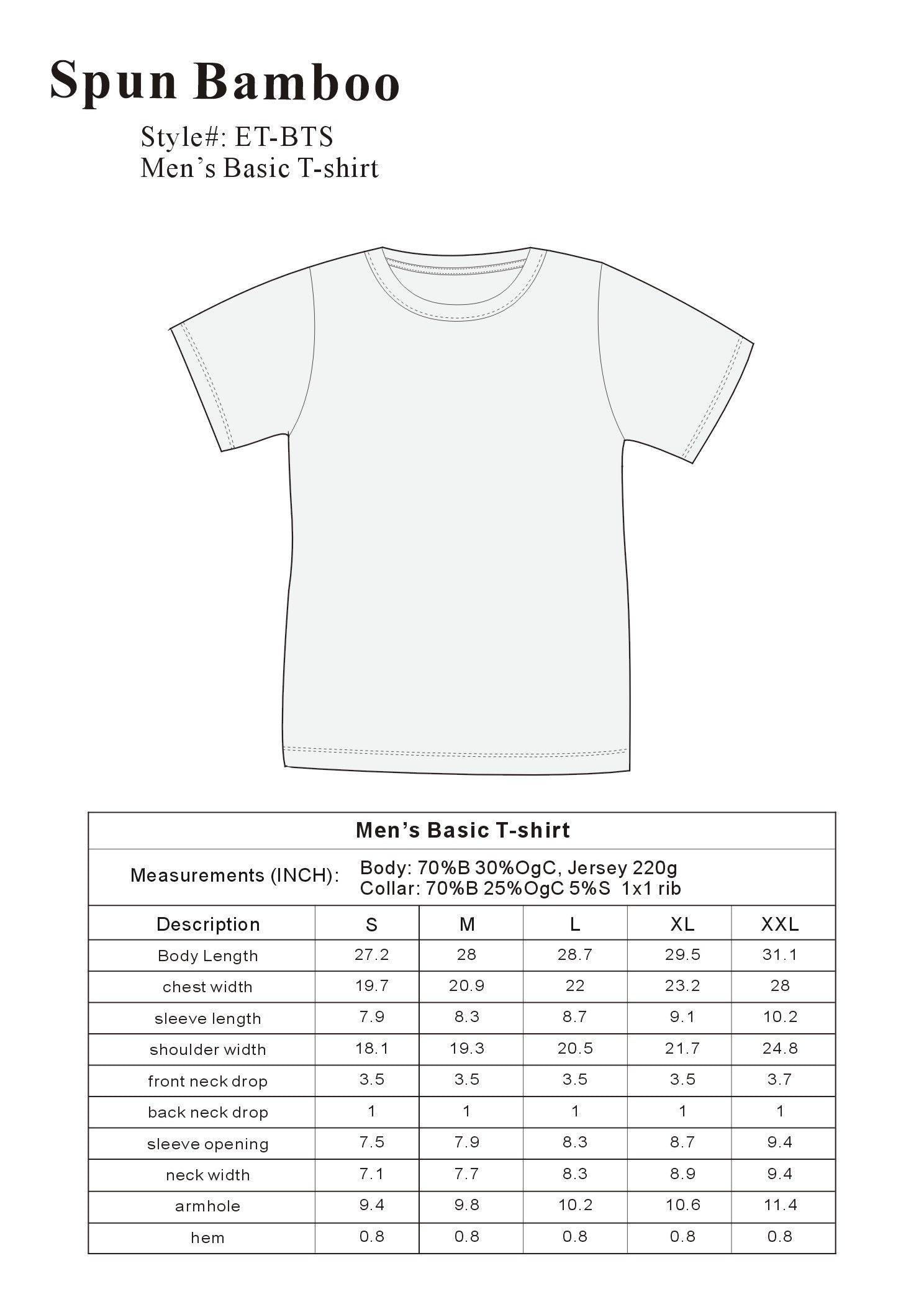 Men’s Bamboo Crew Neck T-Shirt – Ultra Soft Breathable Everyday Tee